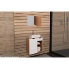 Armário c/ Balcão Banheiro Suspenso BN3605 Cuba BN3600 60cm e Espelho BN3602 Amêndoa/Branco - Tecno Mobili