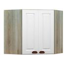 Armário Canto Diagonal 2 Portas Legno Crema Com Branco Pet