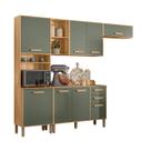 Armário com Balcão Cozinha Compacta 8 Portas 2 Gavetas 5 Prateleiras 1 Nicho Espaço P/ Microondas ou Forno Pés C/ Regulagem Maria Flor