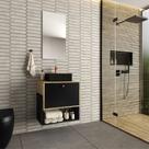 Armário Conjunto de Banheiro com Gabinete Suspenso, Cuba e Espelheira 1 Portas Veneza 60 cm