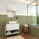 Armário Conjunto de Banheiro com Gabinete Suspenso, Cuba e Espelheira 1 Portas Veneza 80 cm