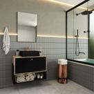 Armário Conjunto de Banheiro com Gabinete Suspenso, Cuba e Espelheira 1 Portas Veneza 80 cm