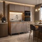 Armário Cozinha 180cm Apollo Pés Reguláveis 8 Portas Luxo