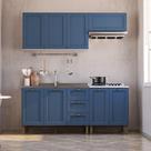 Armário Cozinha Americana Modulada Compacta 190cm Com Balcão Para Pia Multimóveis Cr20494 Branco-Azul Armário Cozinha Americana Modulada Compacta 190cm Com Balcão Para Pia Multimóveis Cr20494 Branco-Azul