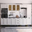Armário Cozinha Americana Modulada Completa 305cm com Vidros Multimóveis CR20497