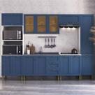 Armário Cozinha Americana Modulada Completa 305cm com Vidros Multimóveis CR20497 Armário Cozinha Americana Modulada Completa 305cm com Vidros Multimóveis CR20497
