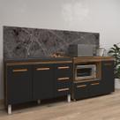 Armário Cozinha Balcão Gabinete de Pia 120 cm Bruna e Balcão Lilian para Microondas e Forno Elétrico Savana Preto Armário Cozinha Balcão Gabinete de Pia 120 cm Bruna e Balcão Lilian para Microondas e Forno Elétrico Savana Preto