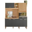Armário Cozinha Compacta 160 CM 7 Portas 1 Gaveta 4 Prateleiras Espaço P/ Microondas/Forno Yara
