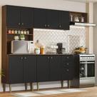 Armário Cozinha Compacta 235cm Rustic/Preto Gourmet 02