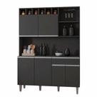 Armário Cozinha Compacta 6 Portas Alice 130cm Cinza Fosco 1915 AJL Móveis