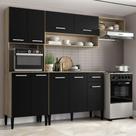 Armário Cozinha Compacta Arizona Smart Carvalho/Preto Carraro Armário Cozinha Compacta Arizona Smart Carvalho/Preto Carraro