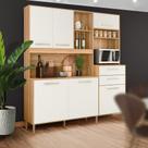 Armário Cozinha Compacta Completa 5 Portas 3 Gavetas Cristal Freijo-off White Armário Cozinha Compacta Completa 5 Portas 3 Gavetas Cristal Freijo-off White