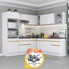 Armário Cozinha Completa Canto Veneza MP2080 Multimóveis Brinde Jogo de Panelas Tramontina Branca