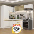 Armário Cozinha Completa Canto Veneza MP2086 Multimóveis Branco Brinde Jogo de Panelas Tramontina