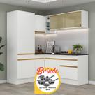 Armário Cozinha Completa Canto Veneza MP2088 Multimóveis Branco Brinde Jogo de Panelas Tramontina
