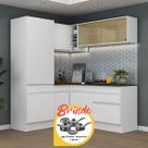 Armário Cozinha Completa Canto Veneza MP2088 Multimóveis Branco Brinde Jogo de Panelas Tramontina