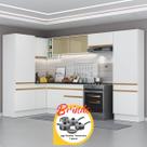 Armário Cozinha Completa Canto Veneza MP2090 Multimóveis Branco Brinde Jogo de Panelas Tramontina