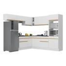 Armário Cozinha Completa Canto Veneza MP2105 Multimóveis Branco Brinde Jogo de Panelas Tramontina