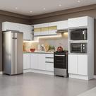 Armário Cozinha Completo Canto 100% MDF 447cm Branco