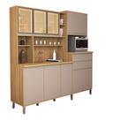 Armário Cozinha Gabi 10 Portas Vidro Reflecta MDF Resistente