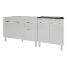 Armário Cozinha Gabinete Pia De 120 Cm Aline E Balcão Fran Para Cooktop 5 Bocas Branco