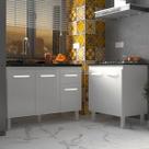 Armário Cozinha Gabinete Pia de 120 cm Aline e Balcão Fran para Cooktop 5 Bocas Branco Armário Cozinha Gabinete Pia de 120 cm Aline e Balcão Fran para Cooktop 5 Bocas Branco