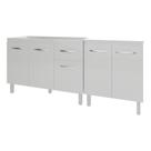 Armário Cozinha Gabinete Pia De 120 Cm Aline E Balcão Jane Para Forno Elétrico Ou Microondas Branco