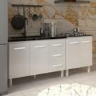 Armário Cozinha Gabinete Pia de 120 cm Bruna e Balcão Fran para Cooktop 4 Bocas Branco Armário Cozinha Gabinete Pia de 120 cm Bruna e Balcão Fran para Cooktop 4 Bocas Branco