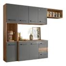 Armario Cozinha Juliete Suspenso Com 7 Portas E 2 Gavetas - Carvalho Nature Chumbo
