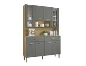 Armário Cozinha Kit Golden 8 Portas E 1 Gaveta Cor Freijó/gris Armário Cozinha Kit Golden 8 Portas E 1 Gaveta Cor Freijó/gris