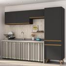 Armário Cozinha Modulada Compacta 252cm 3 Peças Retrô Veneza Multimóveis MP2301