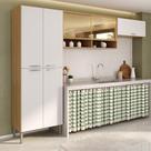 Armário Cozinha Modulada Compacta com Vidros 270cm 3 Peças Paris Multimóveis MP2297
