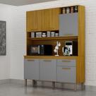 Armário Cozinha Naya 6 Pts 1gvt Nicho Decorativo Mobilihouse Cinamomo/cinza Acetinado