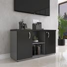 Armário Credenza 2 Portas Pivotante P25 Cinza/Grafito/Preto