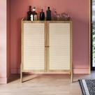 Armário Cristaleira Bar Hermes 2 Portas 93cm Palhinha Pé Madeira Oslo Artesano