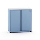 Armário de Aço Baixo com Tampo de Madeira Ap406sl Pandin 84 cm Azul Dali