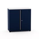 Armário de Aço Baixo com Tampo de Madeira Ap406sl Pandin 84 cm Azul Del Rey