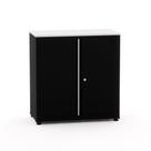 Armário de Aço Baixo com Tampo de Madeira Ap406sl Pandin 84 cm Preto