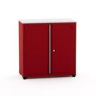 Armário de Aço Baixo com Tampo de Madeira Ap406sl Pandin 84 cm Vermelho