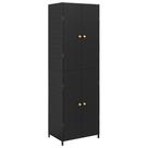 Armário de armazenamento de jardim vidaXL Black Poly Rattan 4 compartimentos