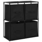 Armário de armazenamento vidaXL Modern Black com 4 cestos de tecido