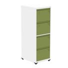 Armário de Arquivo Oficio 4 Gavetas Pandin 47 cm (Larg) Aço Branco c/ Frente Gaveta Verde c/ Chave