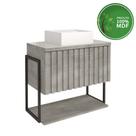 Armário De Banheiro 100% MDF 60cm Metalon Com Cuba Havaí Mgm Móveis Cimento