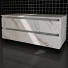 Armário de Banheiro 2 Gavetas Mármore Branco Bn3603 - Tecno Mobili