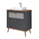 Armário De Banheiro 80cm Mdf Titanium 1 Porta Gaveta C/ Cuba