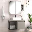 Armário de Banheiro Bosque 80 Cm 3 Portas 100% Mdf com Espelho Cimento - Belizze Móveis