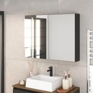 Armário de Banheiro com Espelho Aurora 2 Portas Grfite Armário de Banheiro com Espelho Aurora 2 Portas Grfite