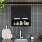 Armário de Banheiro Lavanderia 2 Portas Aéreo com Nicho Modular Compacto Móveis Bonatto