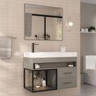 Armário de Banheiro New 80 Cm 2 Gavetas 100% Mdf com Espelho Cimento - Belizze Móveis Armário de Banheiro New 80 Cm 2 Gavetas 100% Mdf com Espelho Cimento - Belizze Móveis