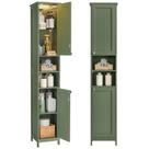 Armário de banheiro VASAGLE Tall com luzes 30x30x170cm verde floresta